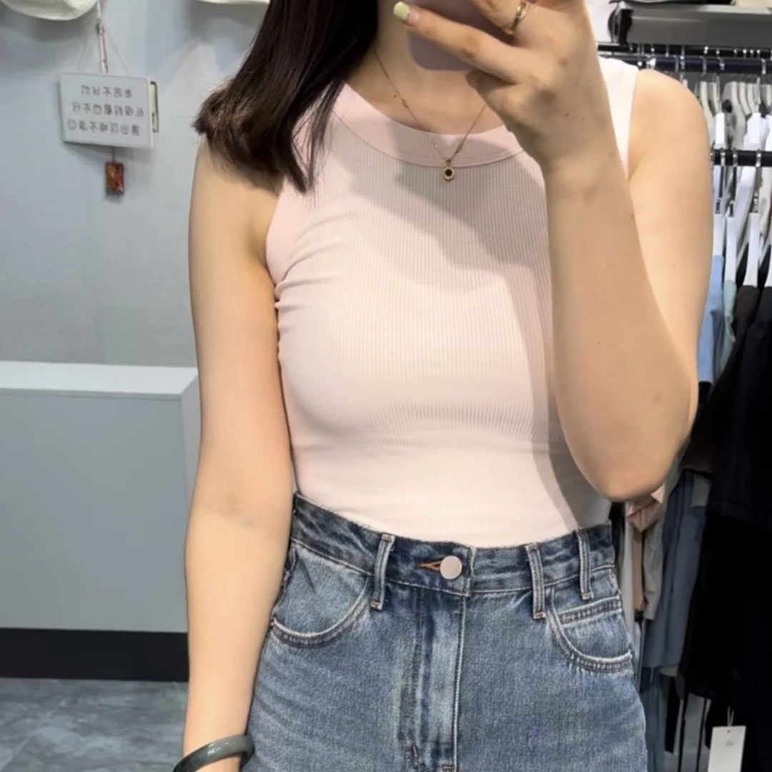 Women's Tank Top Crop Sexy Off Shoulder O Neck Solid Ribbed Knitted Casual Sport Vest Basic Elastic Camisole