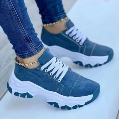 2024 New Women Sneakers Fashion Platform Lace Up Casual Sports Shoes Comfortable Running Ladies Vulcanized Shoes Female Footwear
