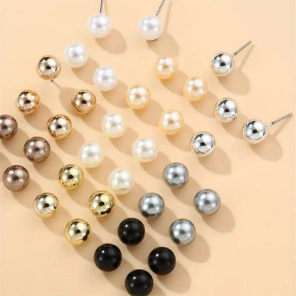 18 Pairs of Simple Imitation Pearl Earrings, Casual and Elegant Style, Lightweight, Women Wear Earrings for Daily Wear