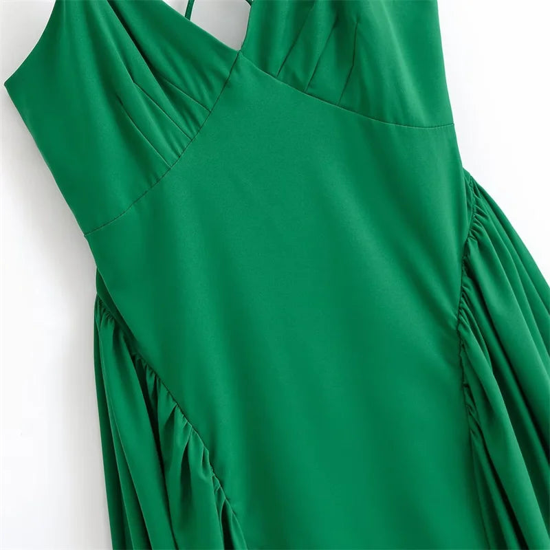 Women's Dresses 2025 New Holiday Temperament Suspenders Back Crossover Maxi Skirt Summer elegant fashion women's midi skirt