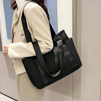 Women's Bag Solid Color Tote Bag Commuting Shoulder Bag Leisure Simple Mommy Go Out Bag Large Capacity Nylon Handbag