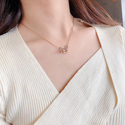 Cute Anime Necklaces For Women Crystal Bear Cartoon Pendant Necklace 2023 Luxury Clavicle Chain Fashion Korean Jewelry Wholesale