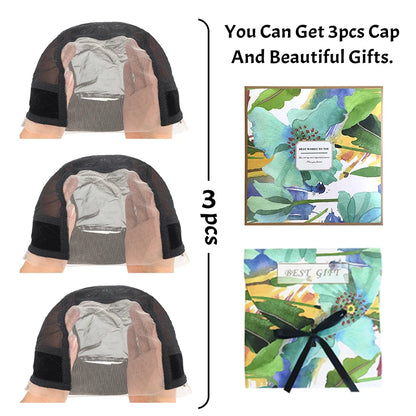 Wig Cap with Grip Band for Keeping Wigs in Place, More Full Cap-wide Transparent Lace for Lace Front Wigs