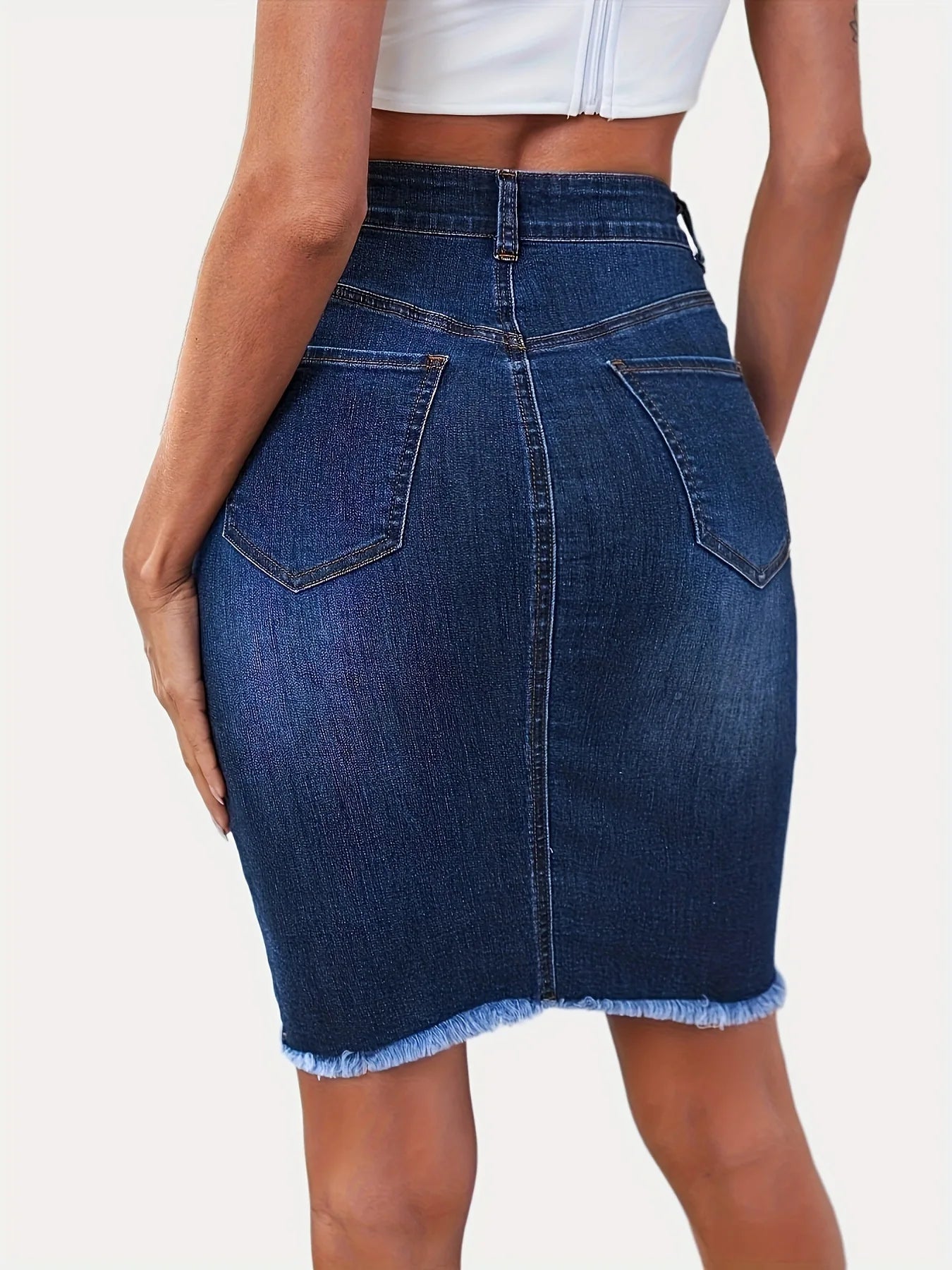 Women's Casual Jean Skirt High Waist Stretch Denim Skirts
