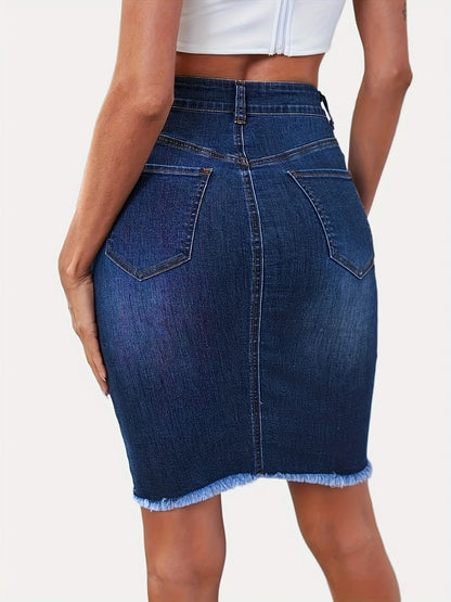 Women's Casual Jean Skirt High Waist Stretch Denim Skirts