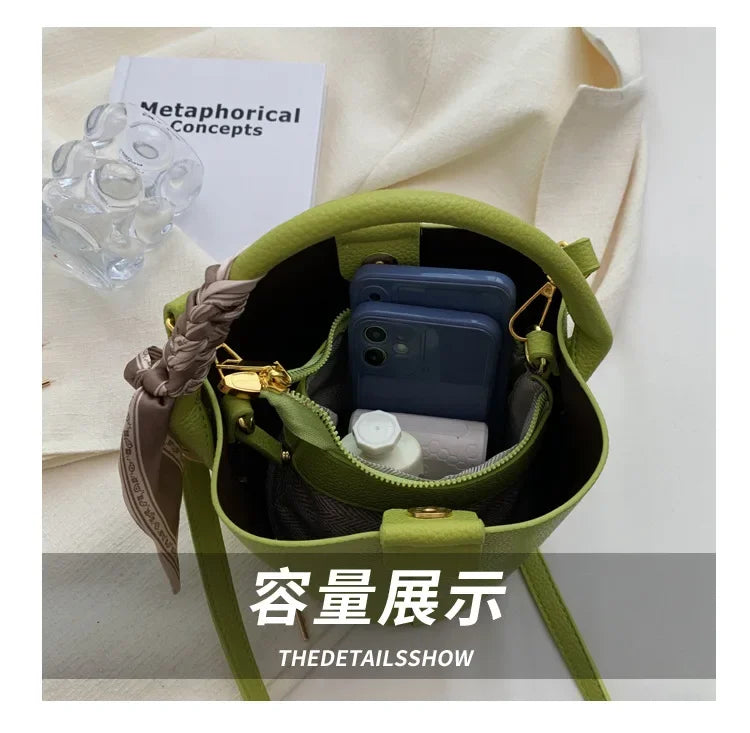 Fashion Women Crossbody Bags Autumn Winter Shoulder Bags Luxury Brand Design Bucket Bag Ladies PU Leather Portable Hand Bags