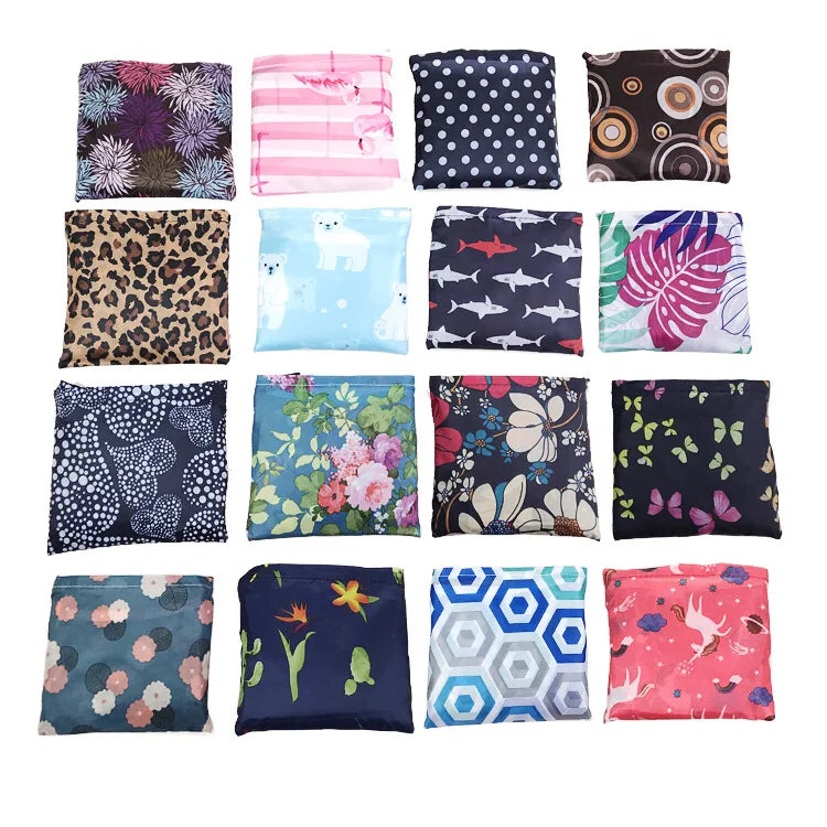 Reusable Shopping Bags Foldable Large Size Women Shopping Bags Totes Heavy Duty Washable Cloth Grocery Bags Eco-Friendly Bags