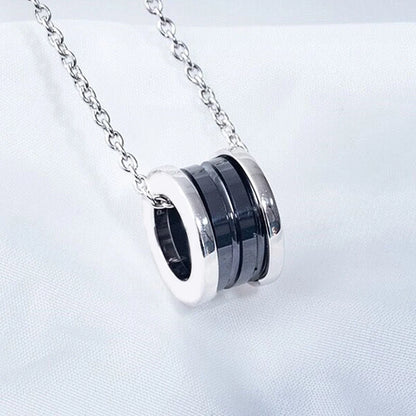 Classic S925 Sterling Silver Black and White Ceramic Necklace for Women Charm Fashion Luxury Jewelry Couple Party Gift