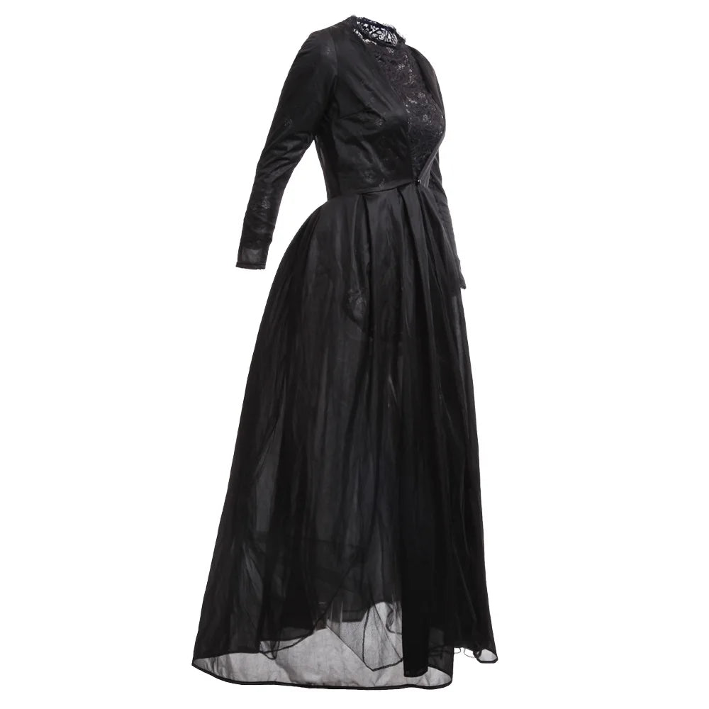 Women Sexy Dress Two Piece Sets Lace Hollow Out Spliced Long Dresses Full Sleeve Tight Waist Gown Evening Vestidos Party Prom