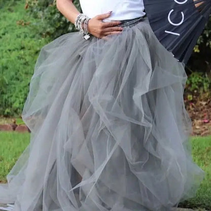 Women Skirts Vintage Spring Summers Pleated Party Long Skirt Black Adult Tutu Dancing Fahion Female Skirts Faldas Mujer Tulle