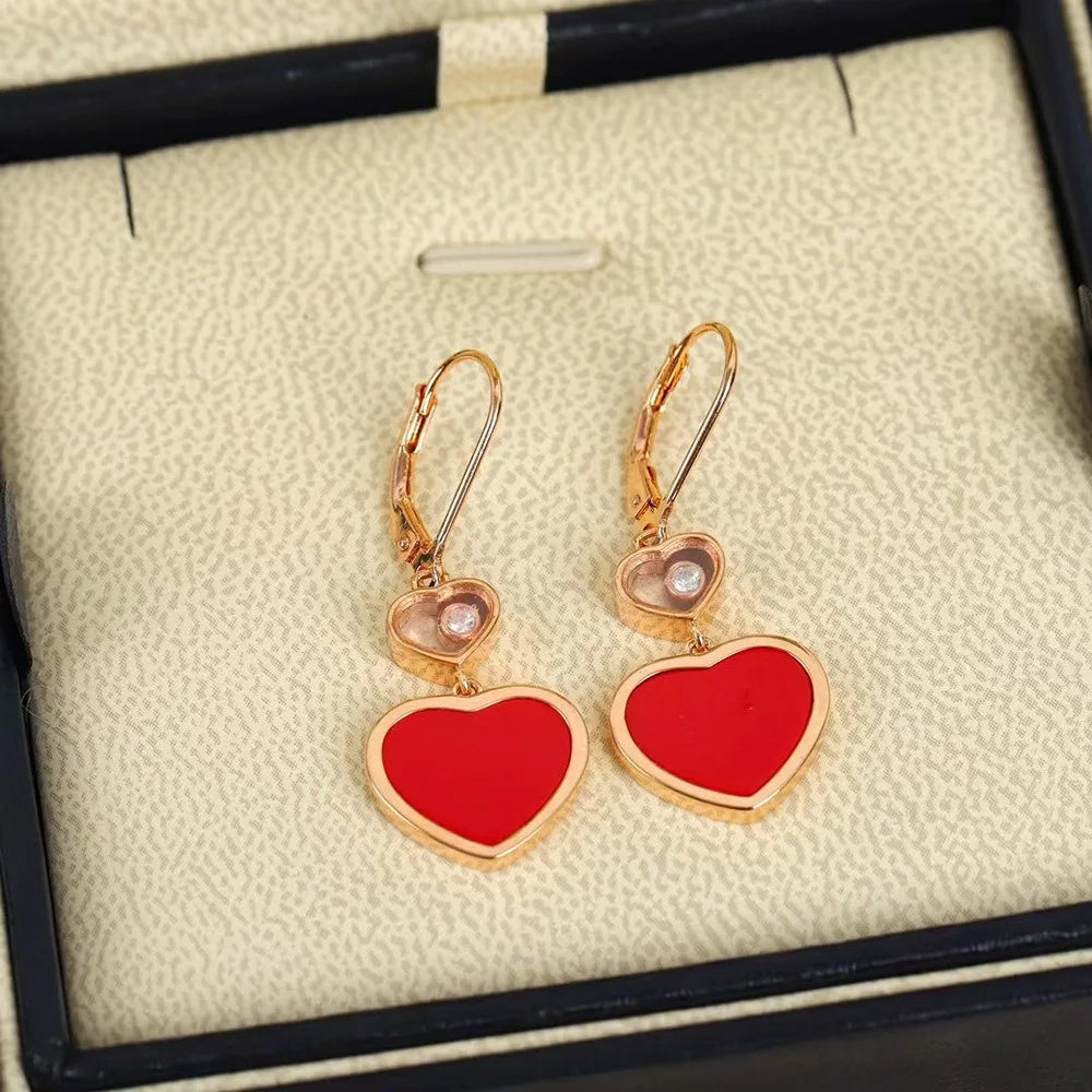 Heart Earrings for Women, 18K Gold Plated Diamond Heart Stud, Fashion Minimalist Versatile Dangle, Gift for Her Girlfriend