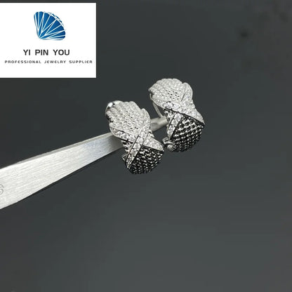 S925 sterling silver X-shaped earrings exquisite jewelry is a must-have choice for gatherings, banquets, and parties