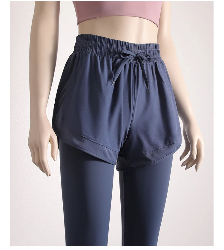 Yoga Pants Leggings Two-piece Skirt Style Quick-drying Workout Yoga Pants Women Pockets Sport Trousers Leggings