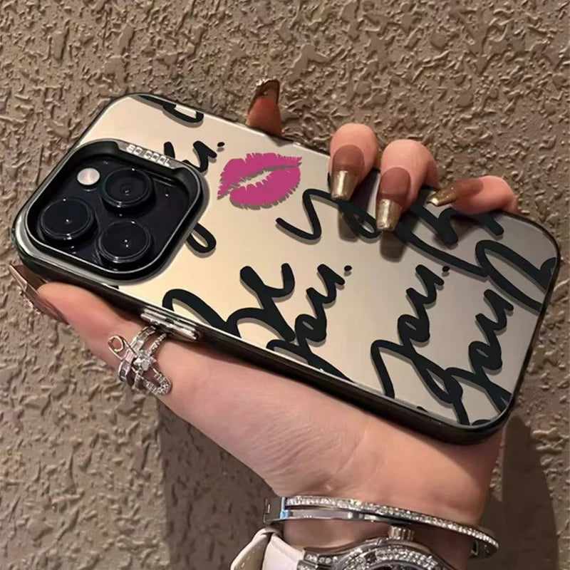 Personalized English Writing Lip Phone Case For IPhone 16 Cases For IPhone 15 14 13 12 11 Pro Max Cover Case Funda Bumber Coque