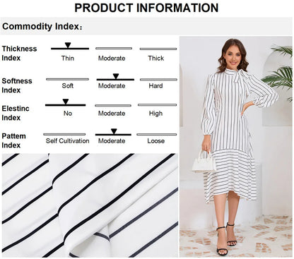 Women's Dresses Formal Fashion Office Lady Professional High-end Stand-up Collar Thin Striped Party Dress Vestidos De Mujer