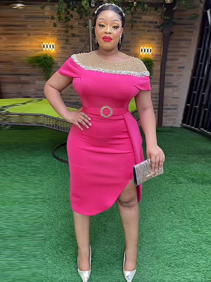 Elegant Party Dresses For Women 2025 Spring Summer Short Sleeve Bodycon Robe African Wedding Prom Evening Dress Ladies Clothing