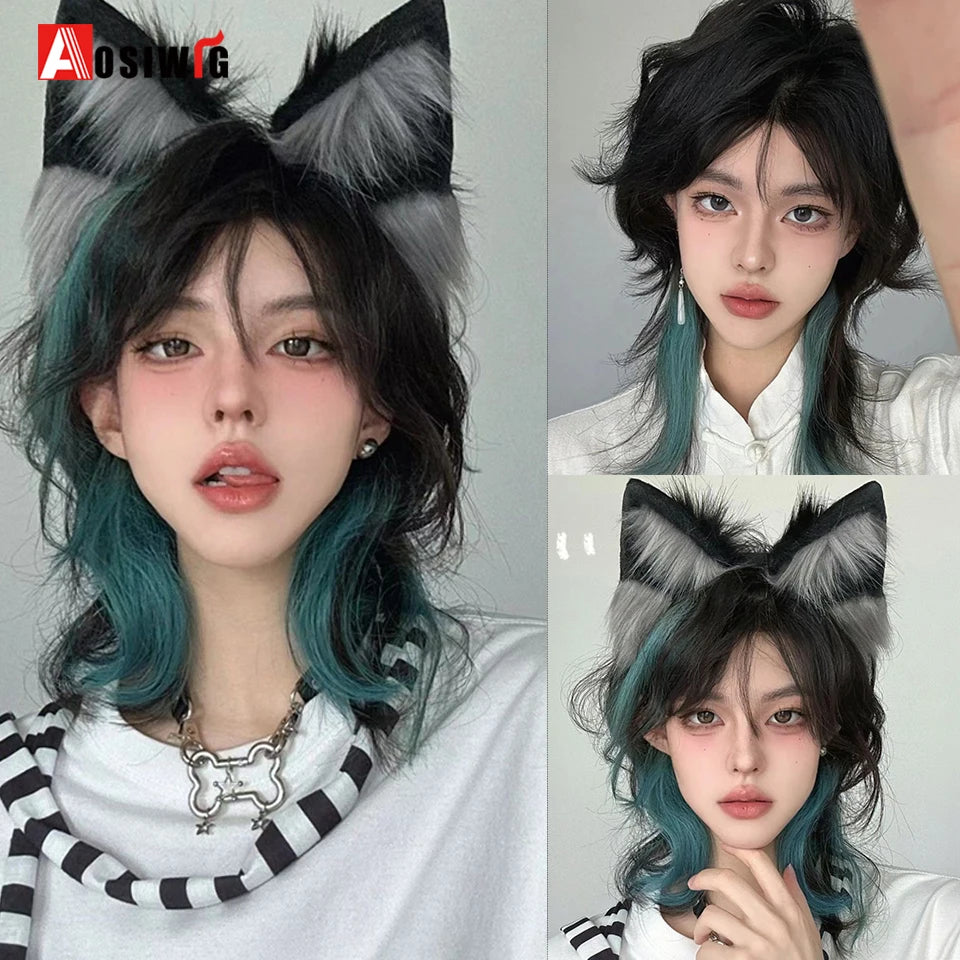 AOSIWIG  Short Curly Cosplay Men Boy Party Light Yellow Synthetic Heat Resistant Hair Wigs Men's Breathable Wig