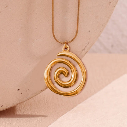 Fashionable Round Circle Necklace Accessory Swirl Pendant Collarbone Chain for Women Adjustable Chain Choker Jewelry
