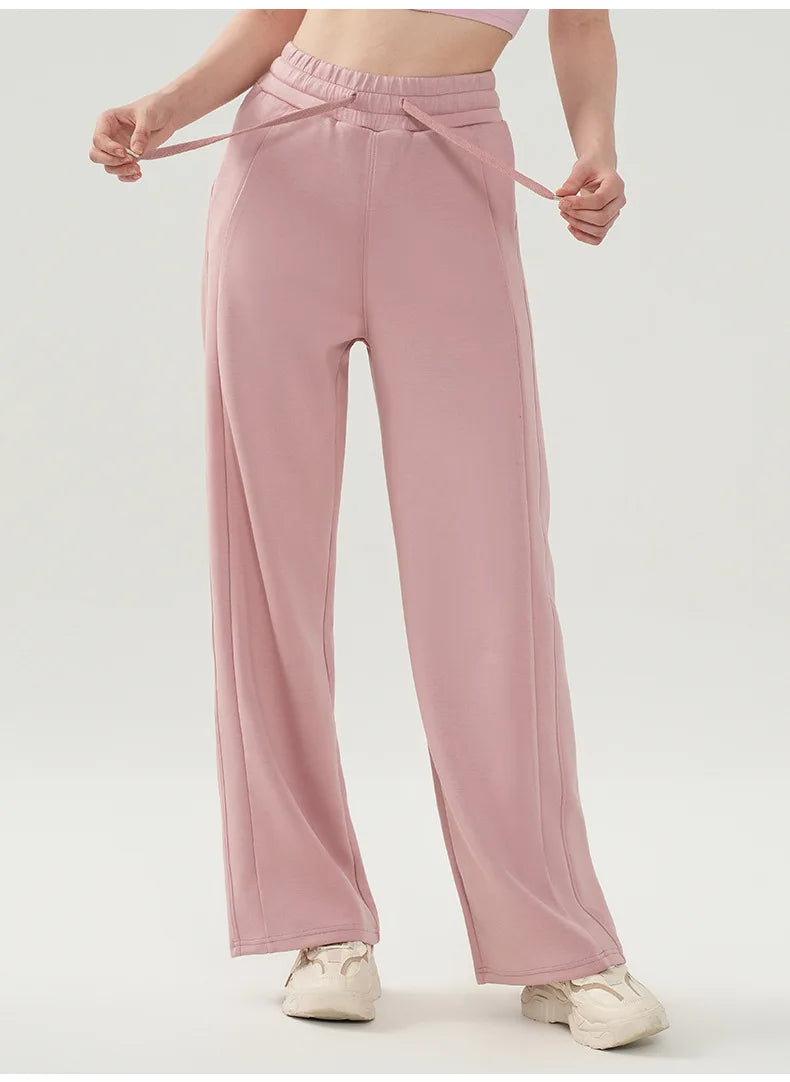 Women's Yoga Pant Autumn Winter Loose Fit Wide Leg Pants Commuting Fitness Drawstring Casual Trousers