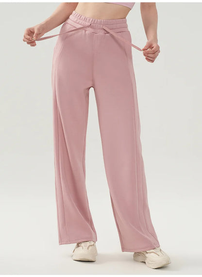 Women's Yoga Pant Autumn Winter Loose Fit Wide Leg Pants Commuting Fitness Drawstring Casual Trousers