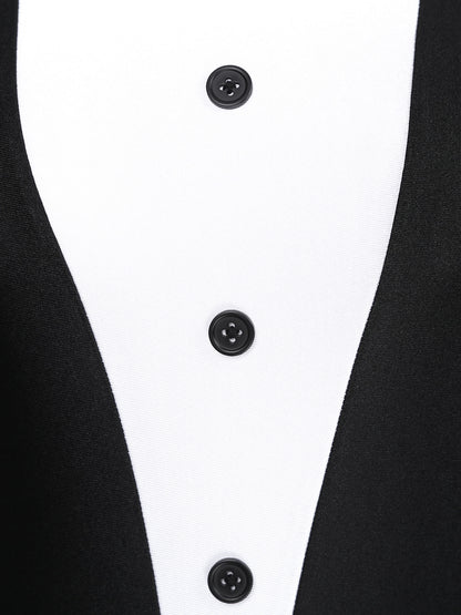 Women Waitress Cosplay Costume Dancewear Long Sleeve Ballroom Latin Dance Dress Bowknot Ruffle Tuxedo Leotard Dresses Clubwear