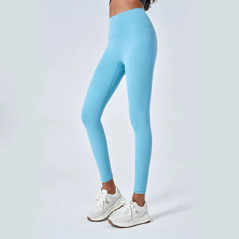High Waisted Nude Feeling No Embarrassment Line Yoga Pants Women Stretch Firming Lift Hip Sports Fitness Bottom Pants