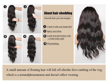 Long Wavy Wine Red Synthetic Wigs Natural Wave Afro Wigs With Bangs for Black Women Cosplay Costume Wig Heat Resistant Fiber