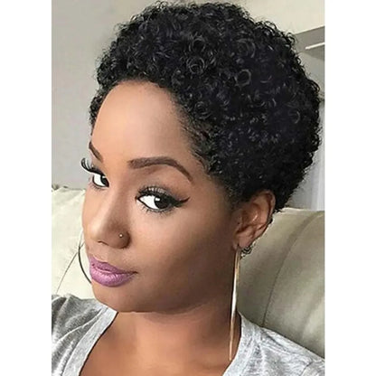 Wigs for Women Curly Wig with Bangs Full Machine Made Wig Machine Made Short Human Hair