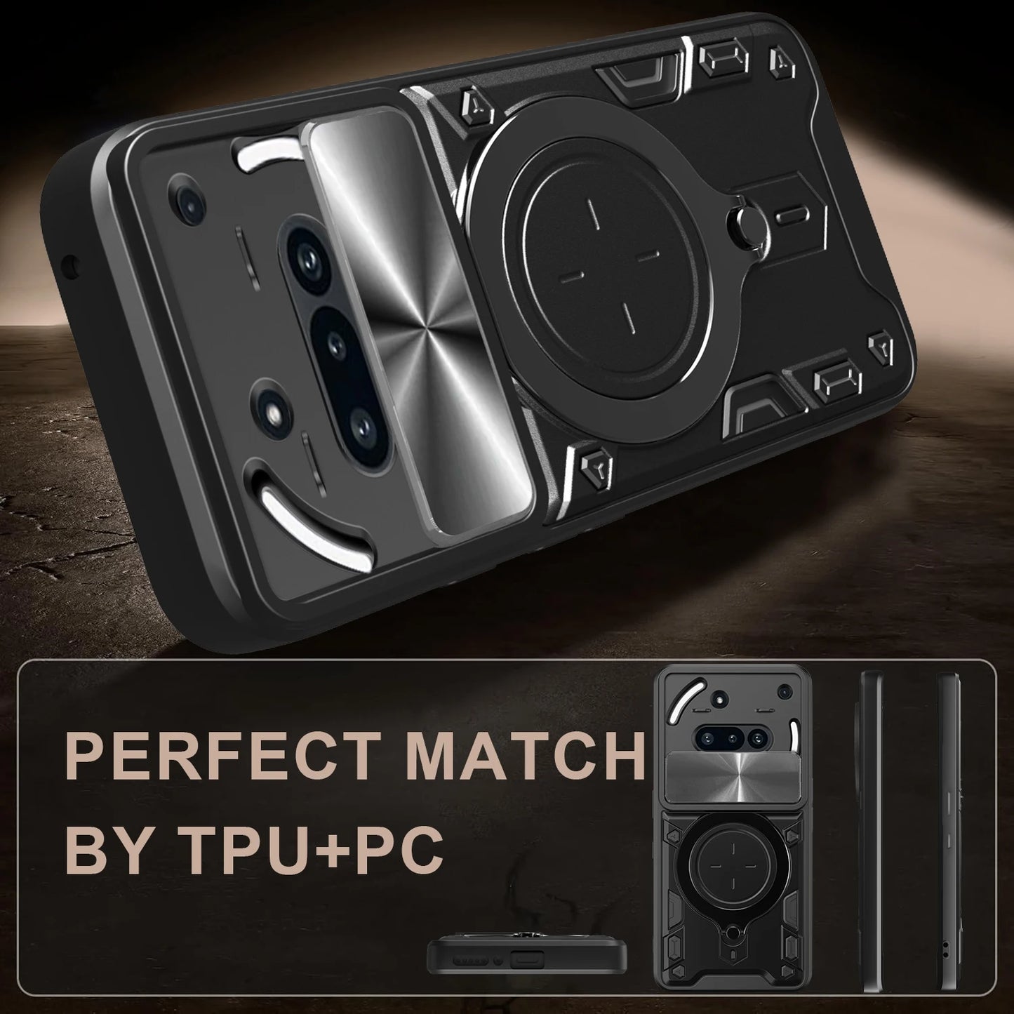 Protective Cover For Nothing Phone 3a Case With Ring Stand Holder Lens Protection Fundas Coque Capa