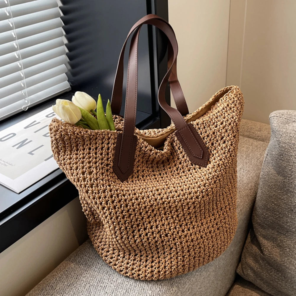Women Shouder Bag Bohemian Straw Underarm Bag Summer Beach Woven Armpit Bag Large Casual Crochet Tote Bag Shopping Bags