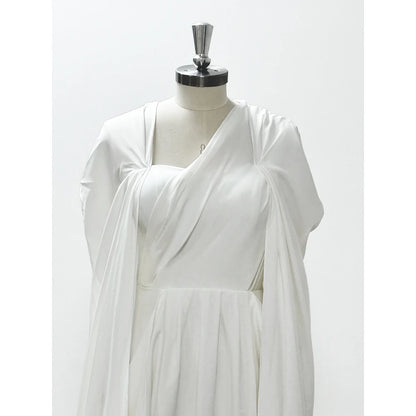 White Women Prom Dresses Elegant A-line Long Sleeves Floor Length Simple Warm Designer High-end Fashion Evening Party Gowns