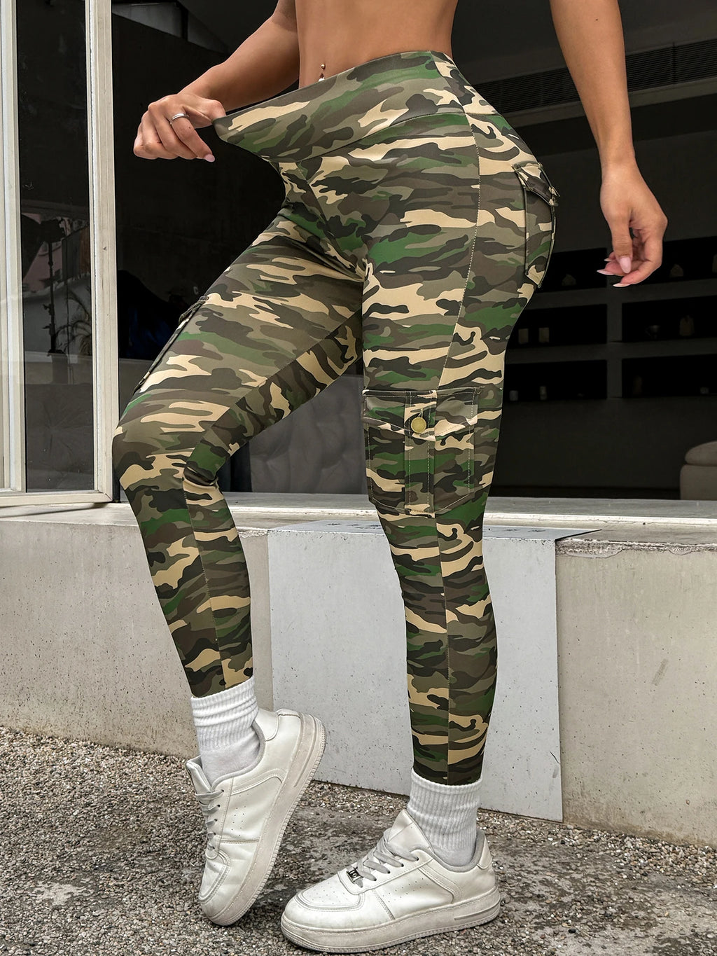 New Camouflage Printed Yoga Pants Women's High Waist Butt Lifting Workout  Tights Push Up Fitness Leggings Gym Activewear