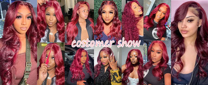 FABA Glueless Wigs Human Hair 7x5 Wear and Go Glueless Wig Pre Plucked  with Natural Hairline Burgundy Body Wave Wigs For Women