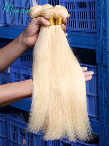 613 Blonde Colored Straight Human Hair Bundles 1 Pcs Double Drawn Raw Vietnamese Hair Bundles Weave Weft 22 24 26 28 30 32 Inch