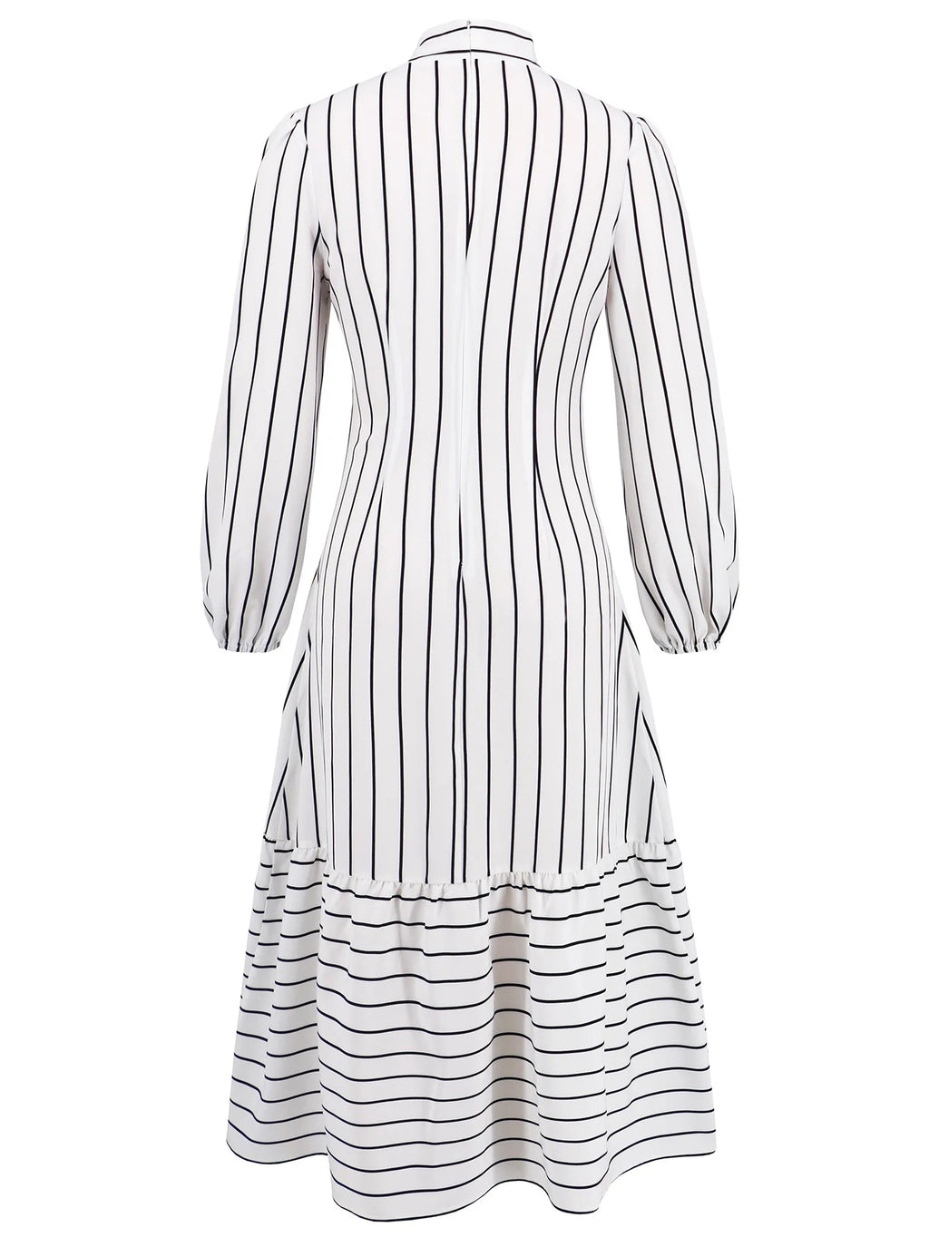 Women's Dresses Formal Fashion Office Lady Professional High-end Stand-up Collar Thin Striped Party Dress Vestidos De Mujer
