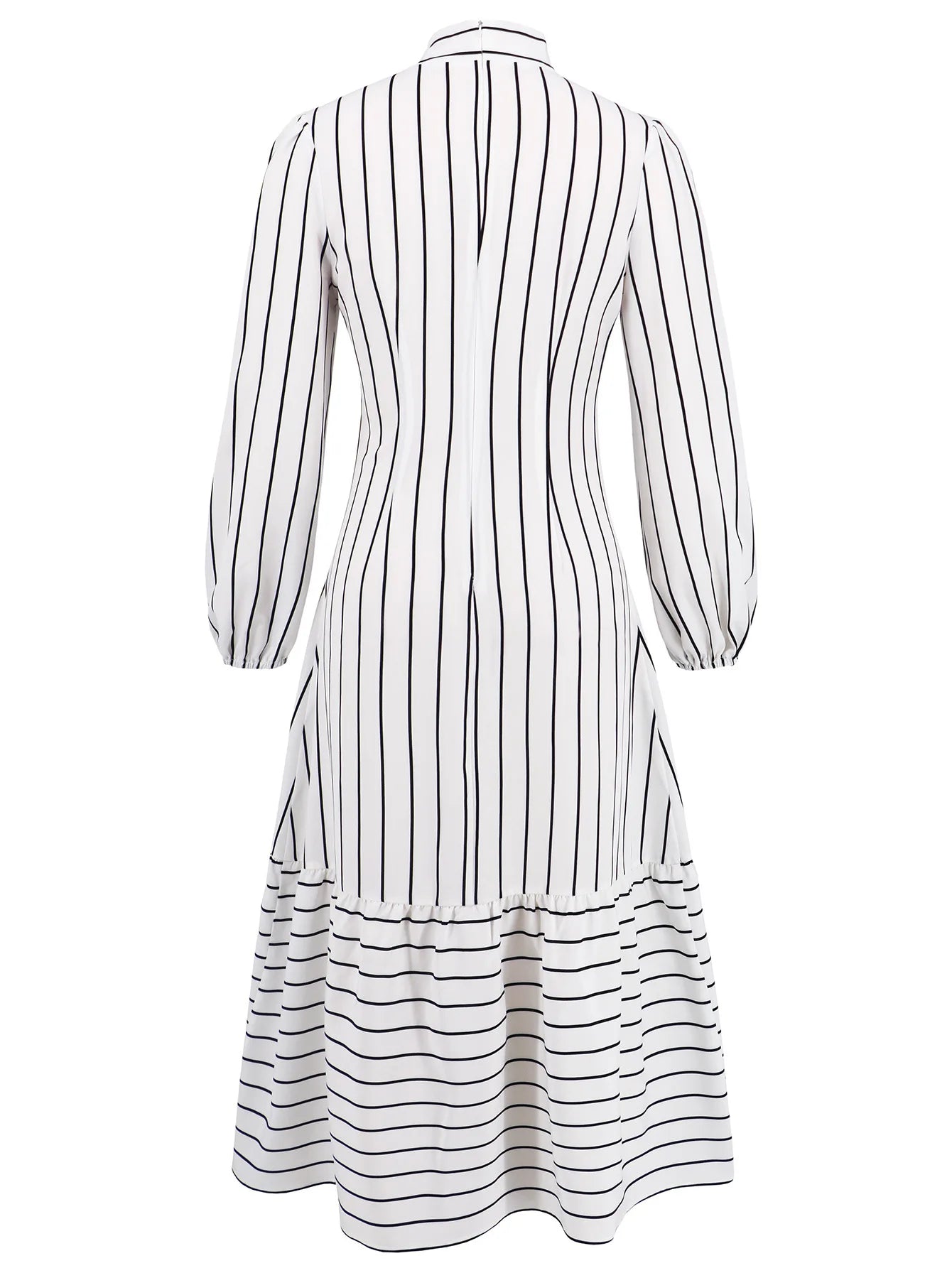 Women's Dresses Formal Fashion Office Lady Professional High-end Stand-up Collar Thin Striped Party Dress Vestidos De Mujer