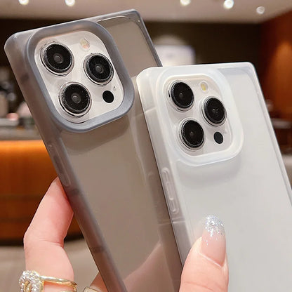 Rectangular Clear Case For iPhone 16 15 Pro Max 14 Plus 13 12 Pro Max 11 Shockproof Camera Lens Protection Soft TPU Phone Cover