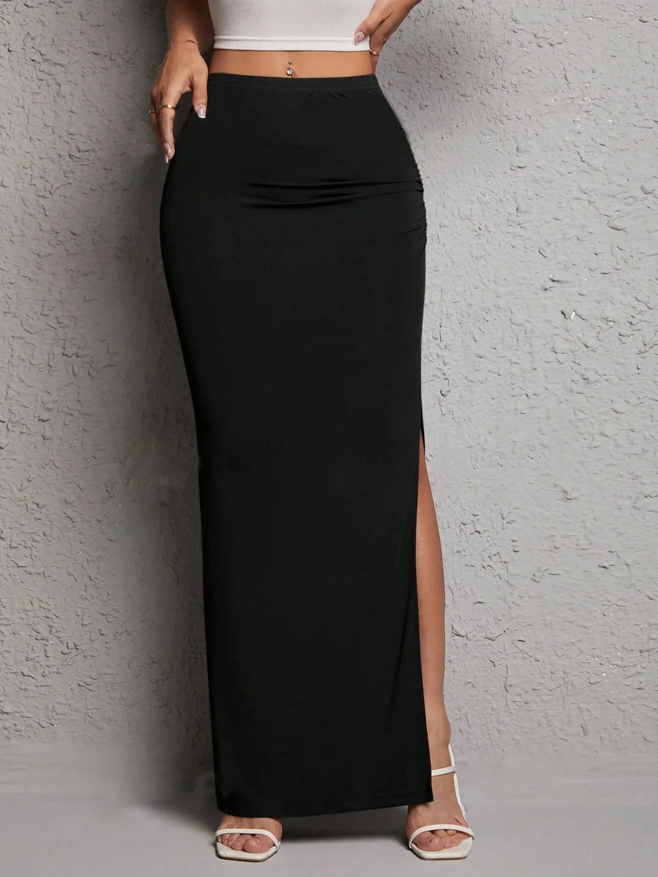 Women's slit skirts, slim sexy long skirts, casual spring and summer floor-length skirts