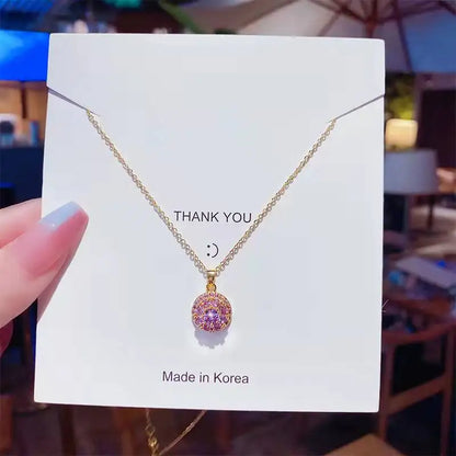 Cute Anime Necklaces For Women Crystal Bear Cartoon Pendant Necklace 2023 Luxury Clavicle Chain Fashion Korean Jewelry Wholesale