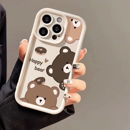 Cute Bear Phone Case For iPhone 13 Cases Iphone 11 15 Pro Max 16 14 12 XR XS X 7 8 Plus SE 15promax Soft Silicon Fundas Covers
