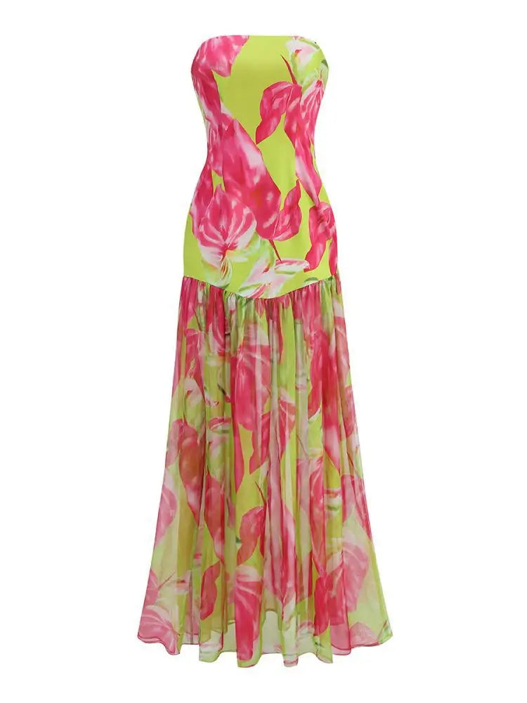 Birthday Dress for Women Brithday Party Outfits Sexy Strapless Prom Gown Retro Print Evening Dresses Luxury 2024 Woman Clothes