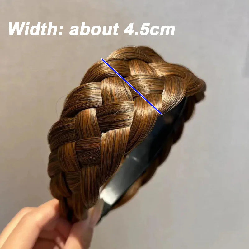 Wig Braided Headbands for Women Fishbone Wide Twist Hairbands Handmade Head Hoop Hair Bands Styling Headwear Accessories Gift