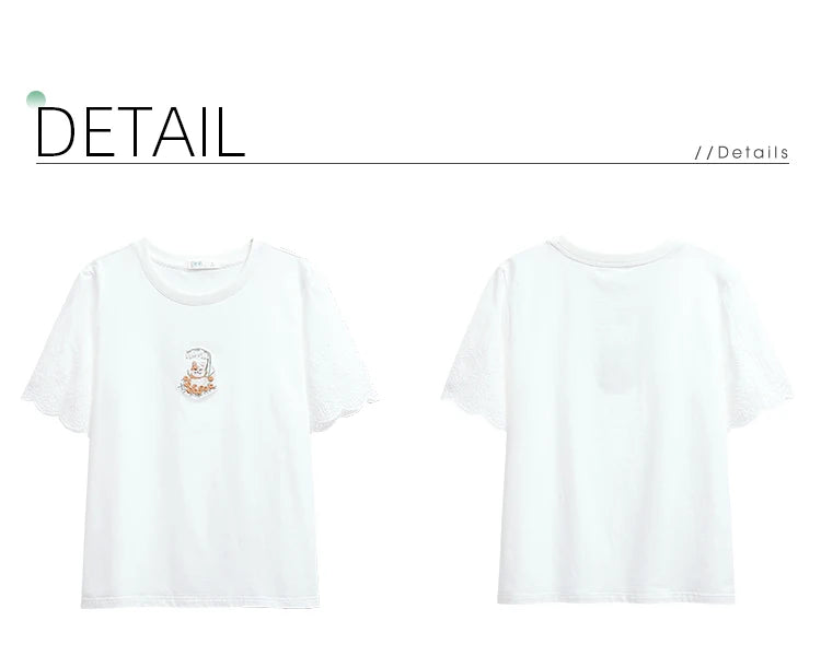 I BELIEVE YOU Top For Women 2025 New Summer T-shirt White O-Neck Studded Beads Embroidery Splicing Commuting T-shirt 2252016014