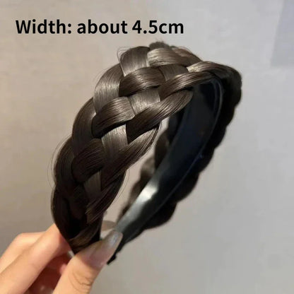 Wig Braided Headbands for Women Fishbone Wide Twist Hairbands Handmade Head Hoop Hair Bands Styling Headwear Accessories Gift