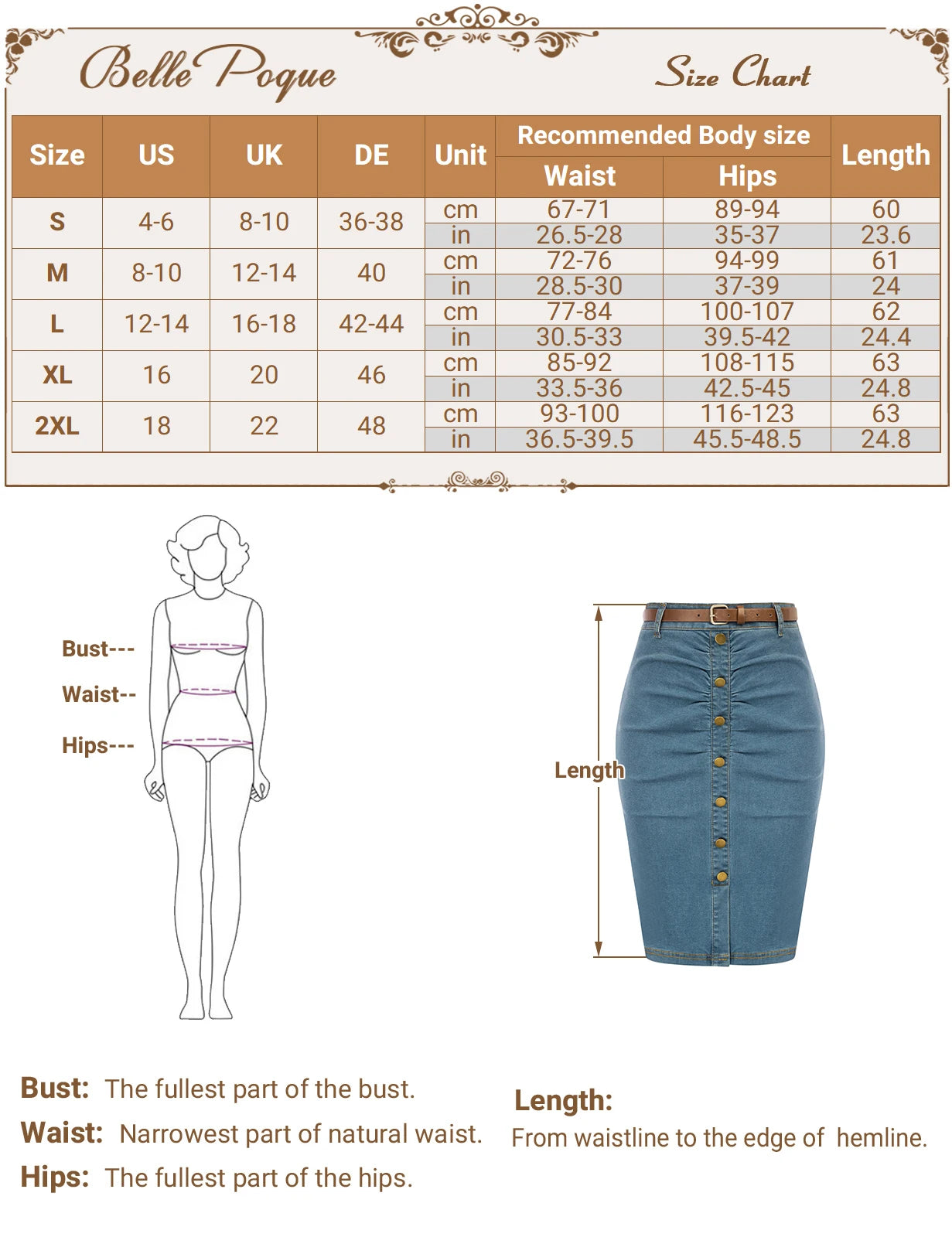 BP Women Vintage Jean Skirt With Belt High Waist Ruched Front Bodycon Skirt