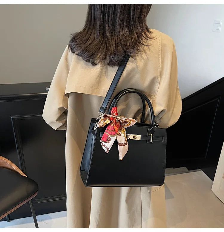 2025 New! Women's Red Tote Bag - Light Luxury, Large Capacity, Elegant Design, Versatile for Work & Party, Premium PU Leather