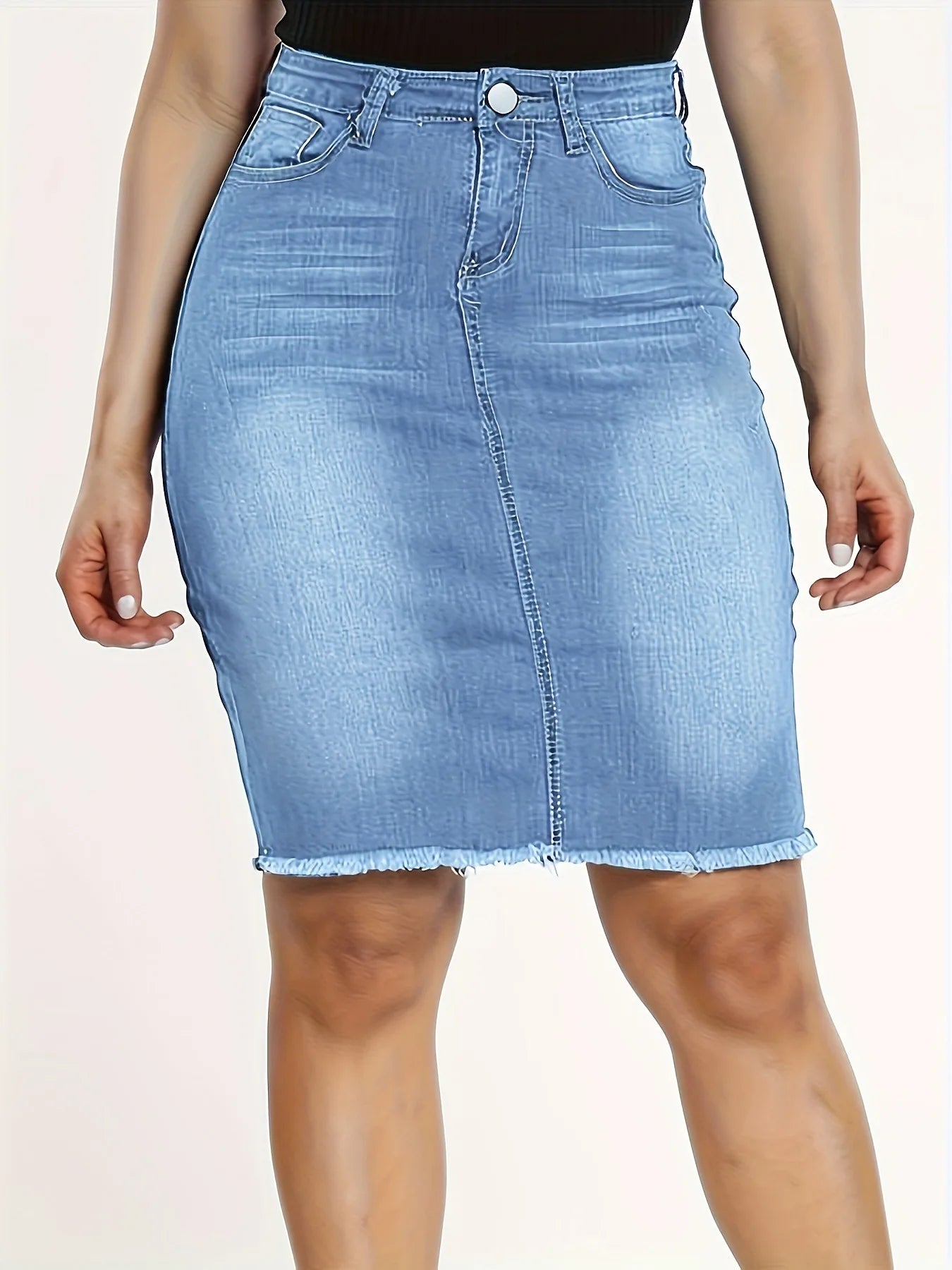 Women's Casual Jean Skirt High Waist Stretch Denim Skirts