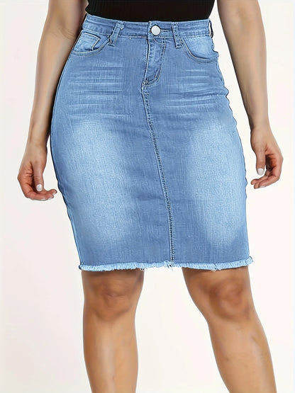 Women's Casual Jean Skirt High Waist Stretch Denim Skirts