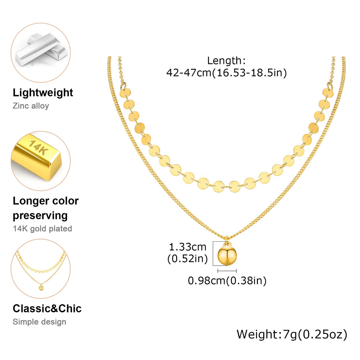 Layered Necklaces for Women Trendy, Bohe Ball Pendant,Chain Choker Necklaces, Non Tarnish Jewelry Gifts