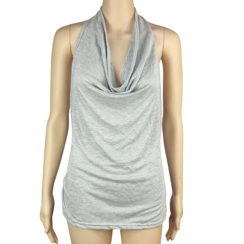 Tank Top Women Drape V Neck Sexy Tanks Camis Skinny Backless Pink Corset Tee Shirt Femme Tops Woman T-shirt